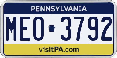 PA license plate MEO3792