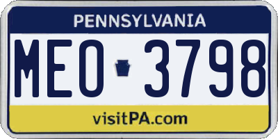 PA license plate MEO3798