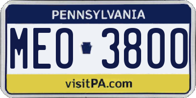 PA license plate MEO3800