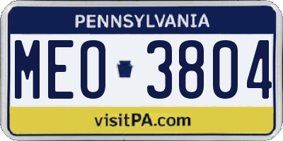 PA license plate MEO3804