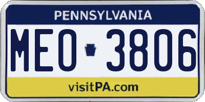 PA license plate MEO3806