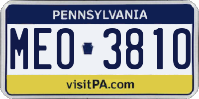 PA license plate MEO3810