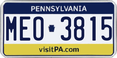 PA license plate MEO3815