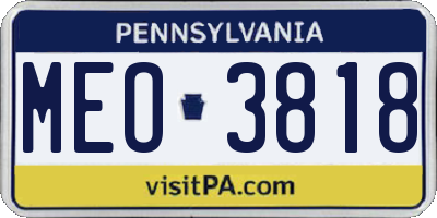 PA license plate MEO3818