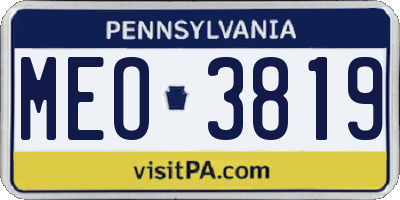 PA license plate MEO3819