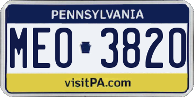 PA license plate MEO3820