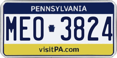 PA license plate MEO3824