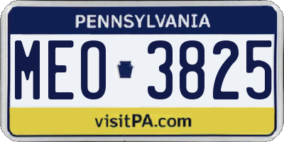PA license plate MEO3825