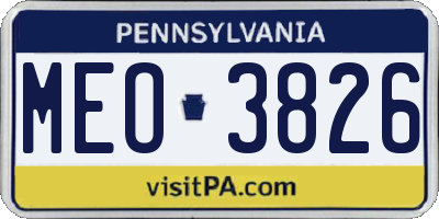PA license plate MEO3826