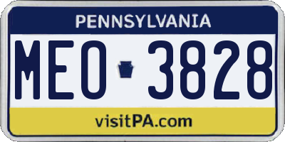 PA license plate MEO3828