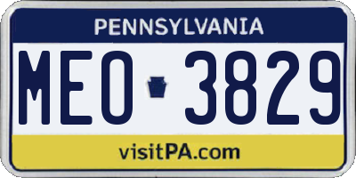 PA license plate MEO3829