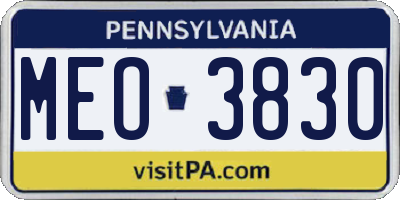 PA license plate MEO3830