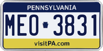 PA license plate MEO3831