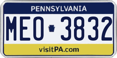 PA license plate MEO3832