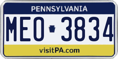 PA license plate MEO3834