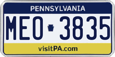 PA license plate MEO3835