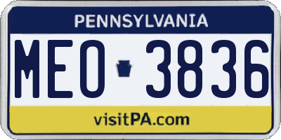 PA license plate MEO3836