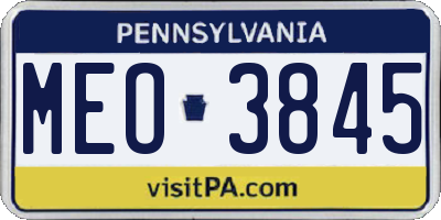 PA license plate MEO3845