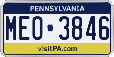 PA license plate MEO3846