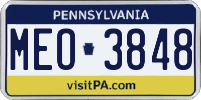 PA license plate MEO3848