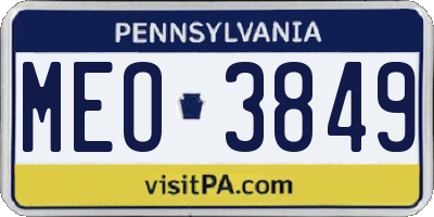PA license plate MEO3849