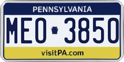PA license plate MEO3850