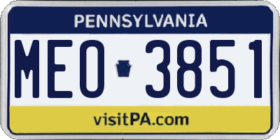PA license plate MEO3851