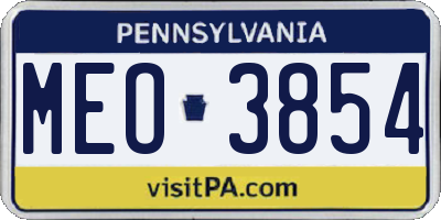 PA license plate MEO3854