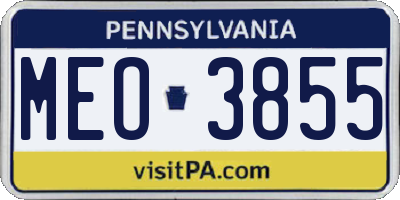 PA license plate MEO3855