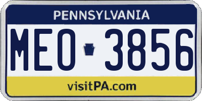PA license plate MEO3856
