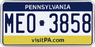 PA license plate MEO3858