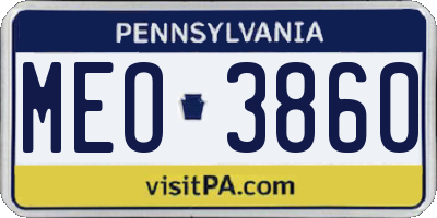 PA license plate MEO3860