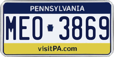 PA license plate MEO3869