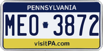 PA license plate MEO3872