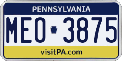 PA license plate MEO3875