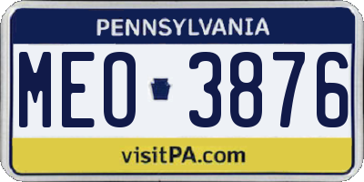 PA license plate MEO3876