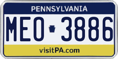 PA license plate MEO3886
