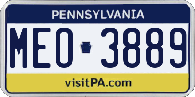 PA license plate MEO3889