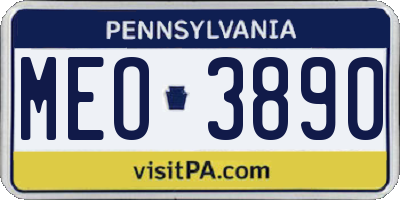 PA license plate MEO3890