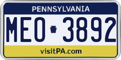 PA license plate MEO3892