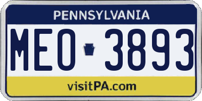 PA license plate MEO3893
