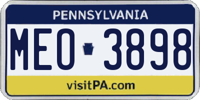 PA license plate MEO3898