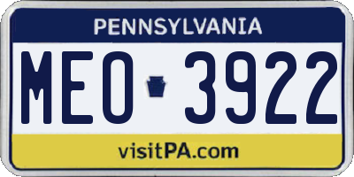 PA license plate MEO3922