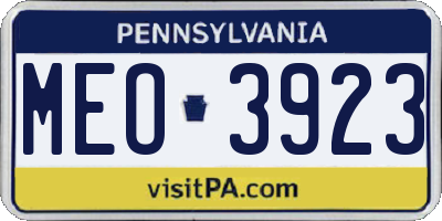 PA license plate MEO3923