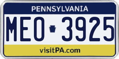 PA license plate MEO3925