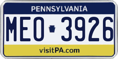PA license plate MEO3926