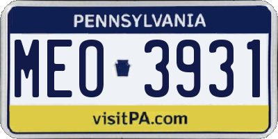 PA license plate MEO3931