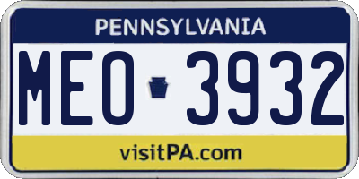 PA license plate MEO3932