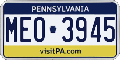 PA license plate MEO3945