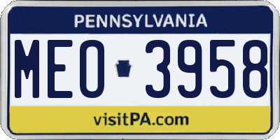 PA license plate MEO3958